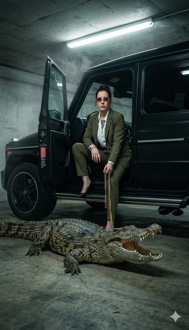 Black luxury SUV with crocodile