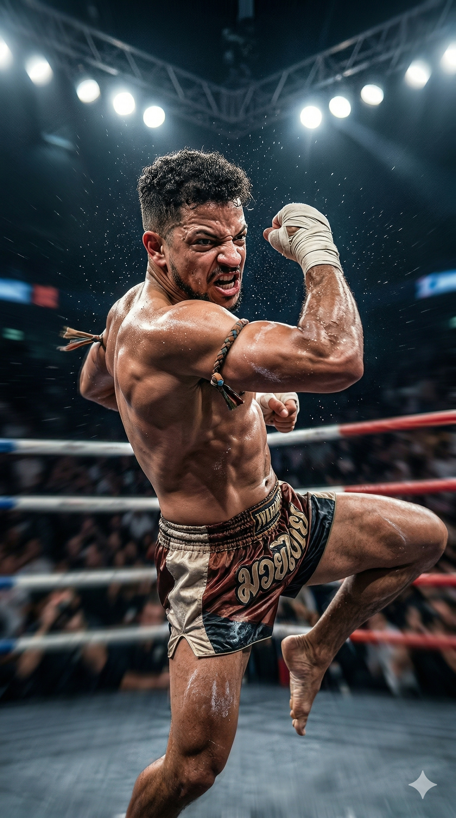Professional Muay Thai fighter in the ring