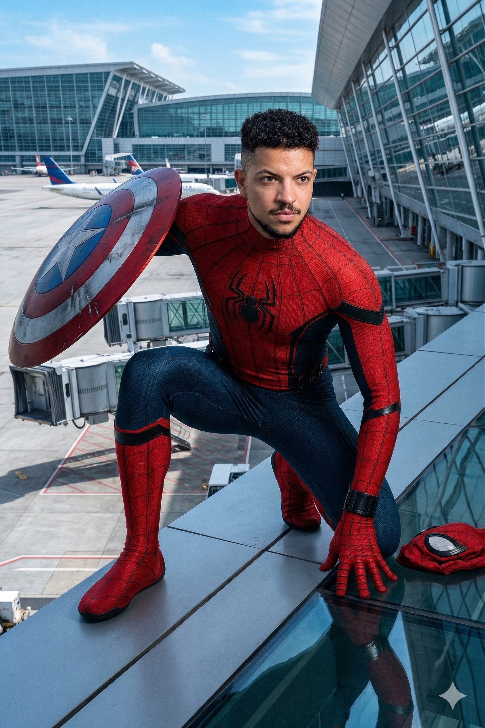 A professional Spider-Man cosplay