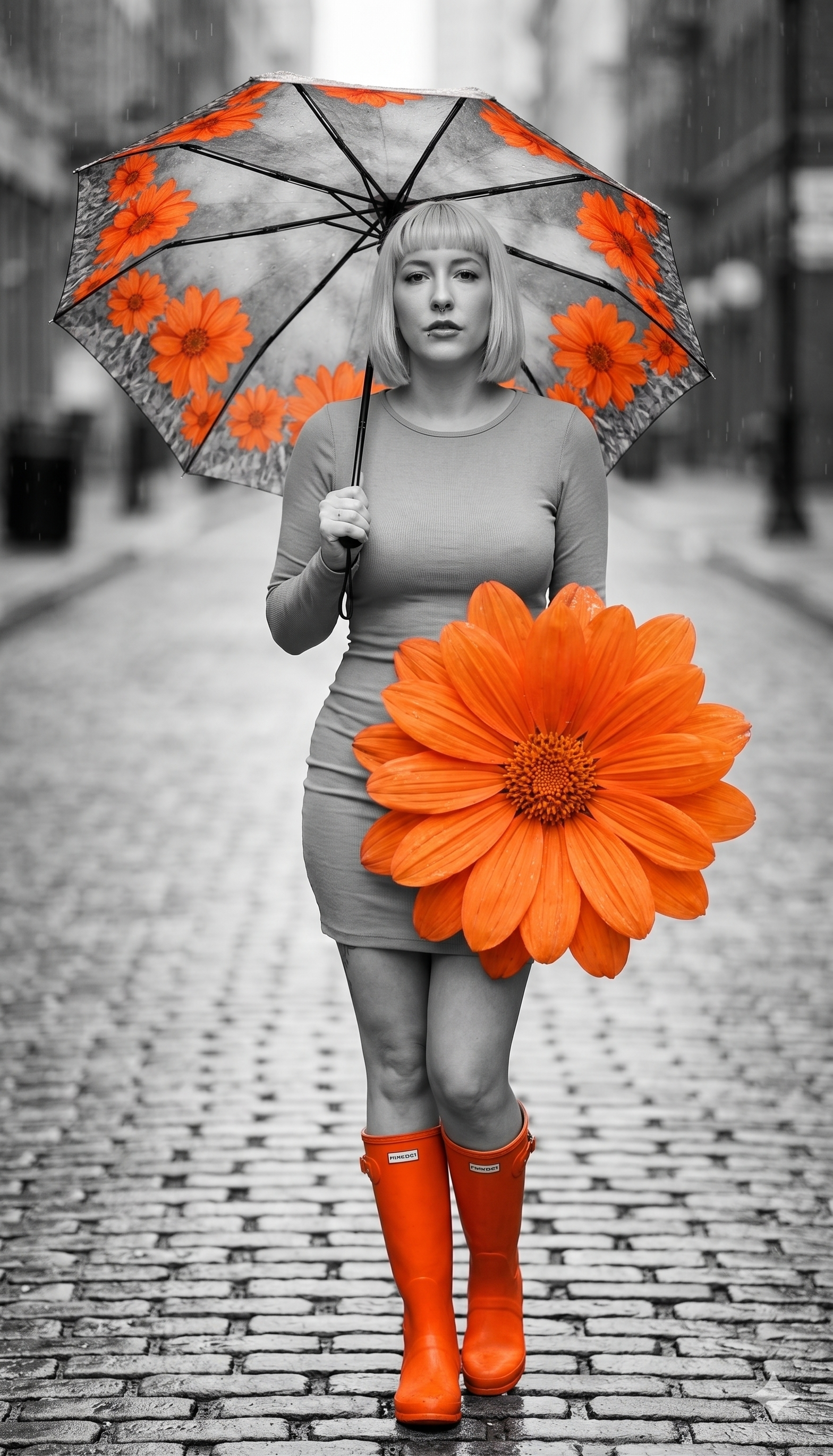Orange flowers woman