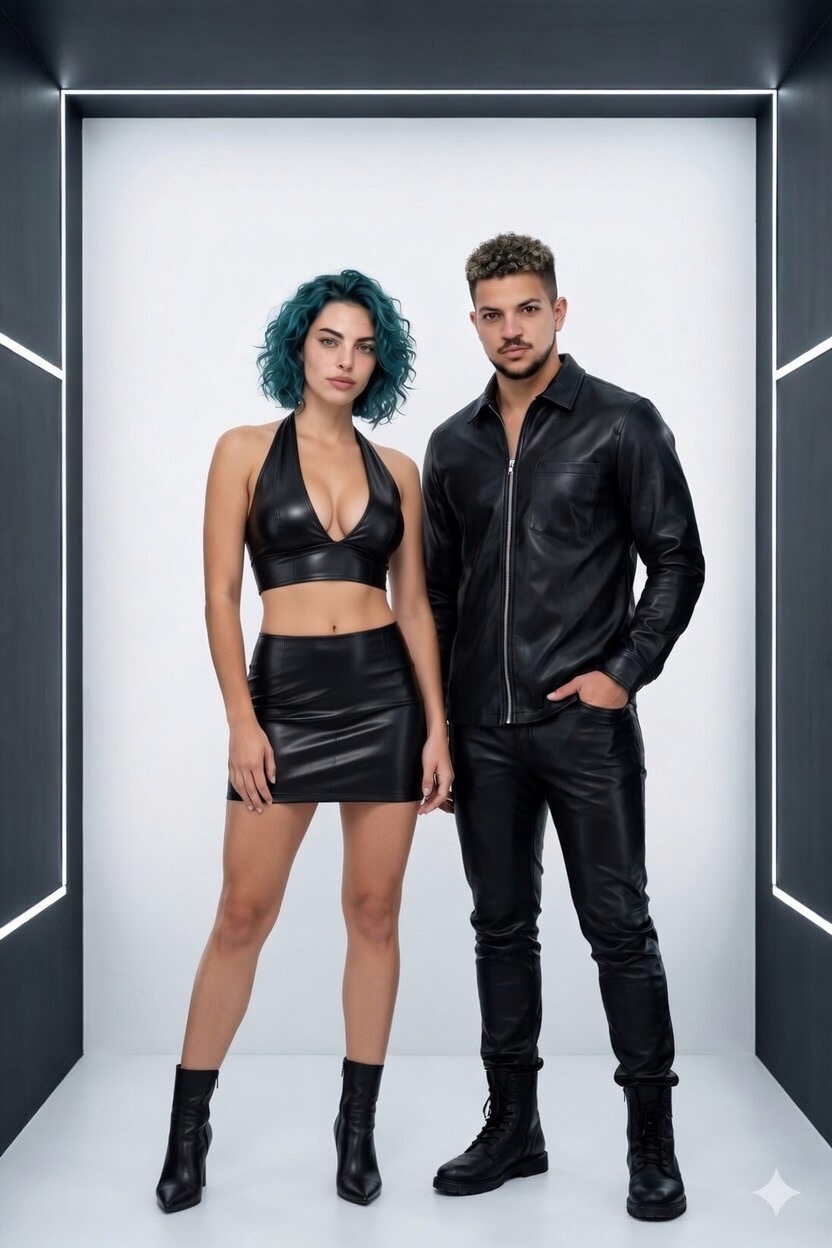 Futuristic Couple Elegance in Black