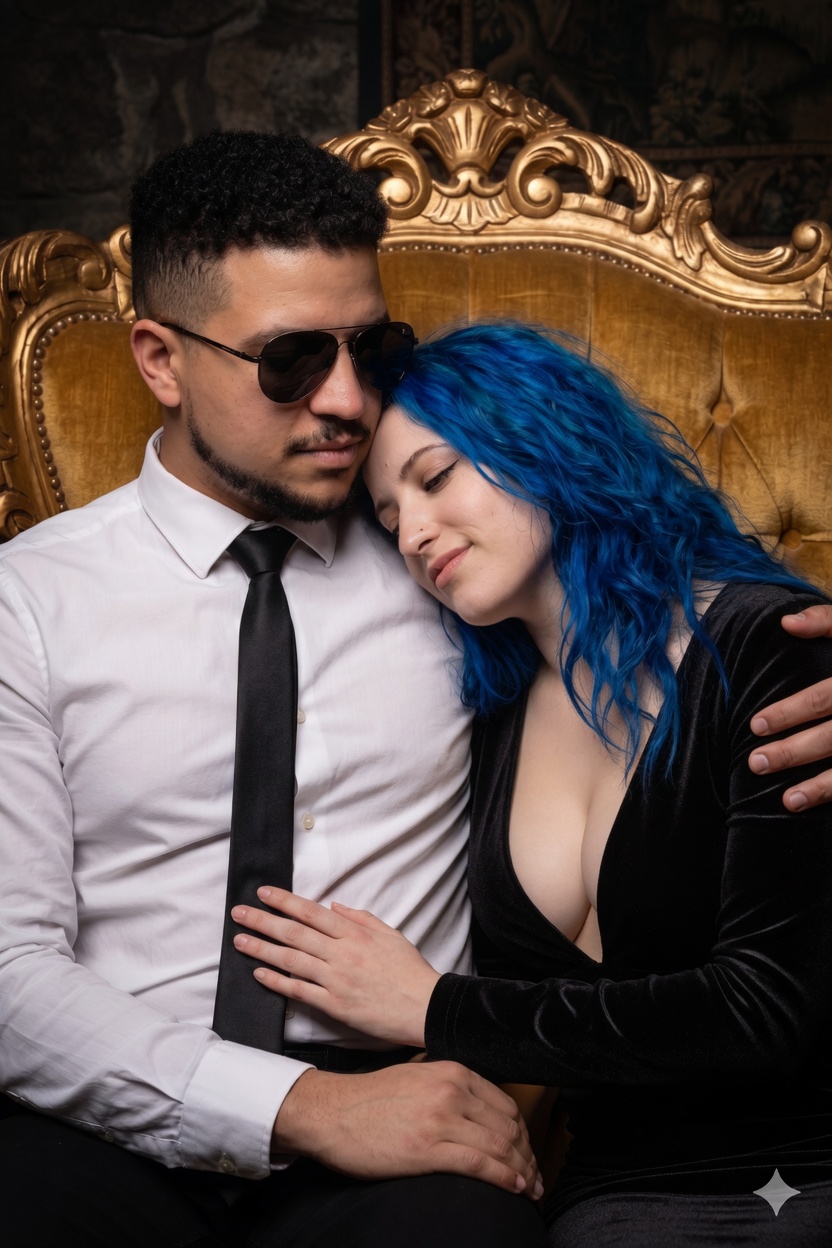 Powerful couple on an ornate gold velvet throne – Bild 2