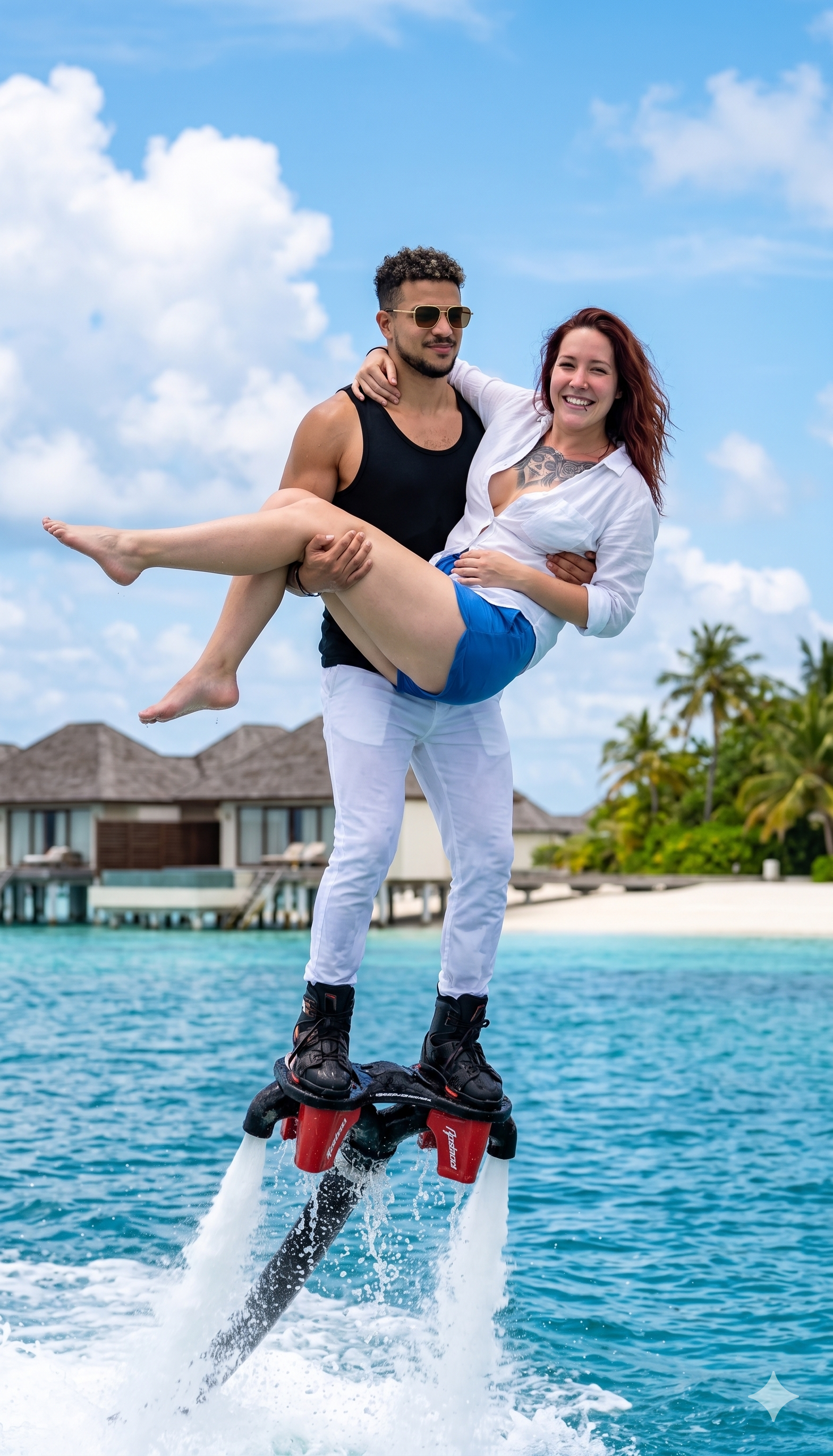 Flyboarding over the ocean