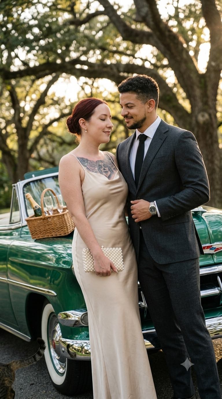 The man wears a tailored charcoal wool suit